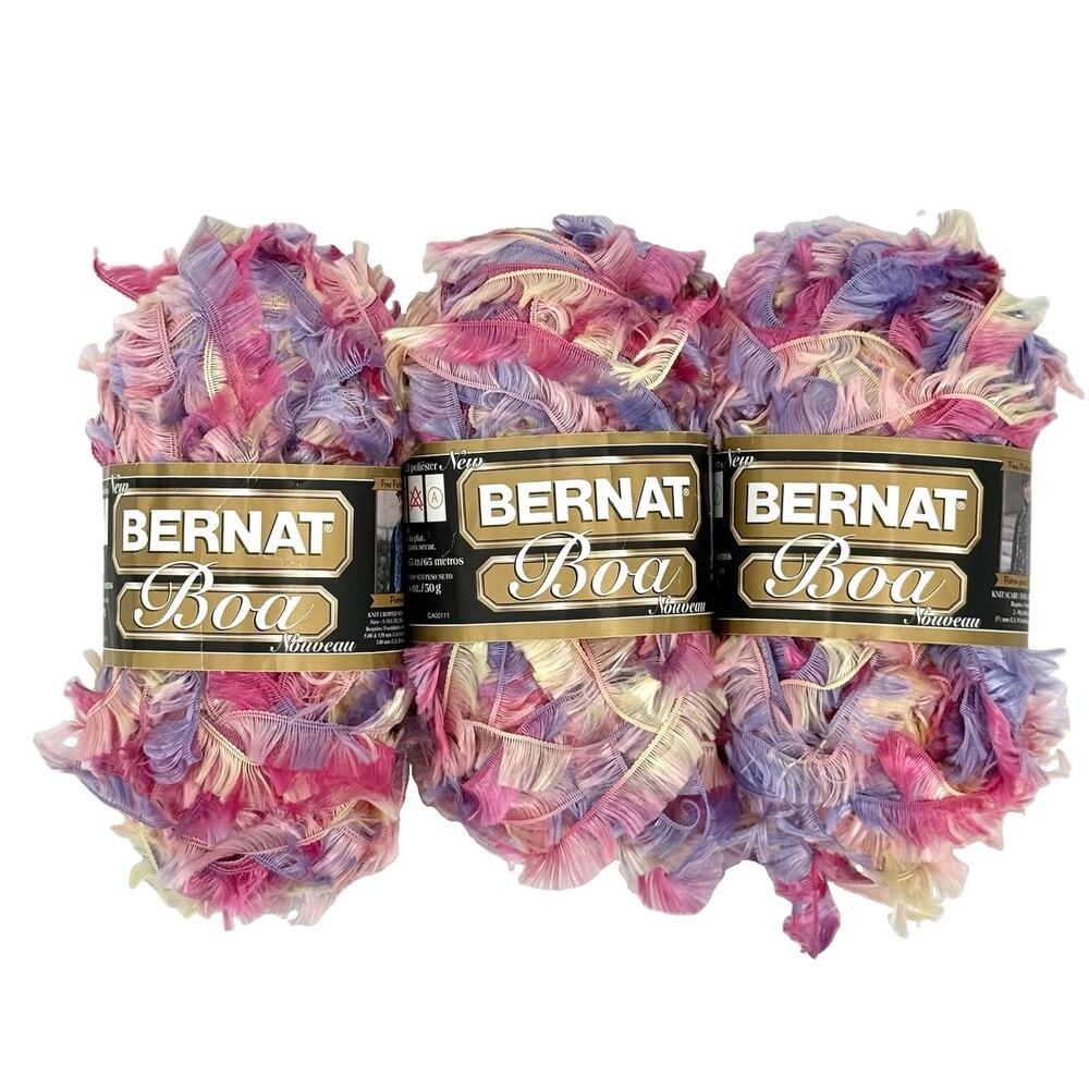 Bernat Boa Eyelash Yarn 3 Skeins 71 Yards/65m each Color: Love Bird 81420
